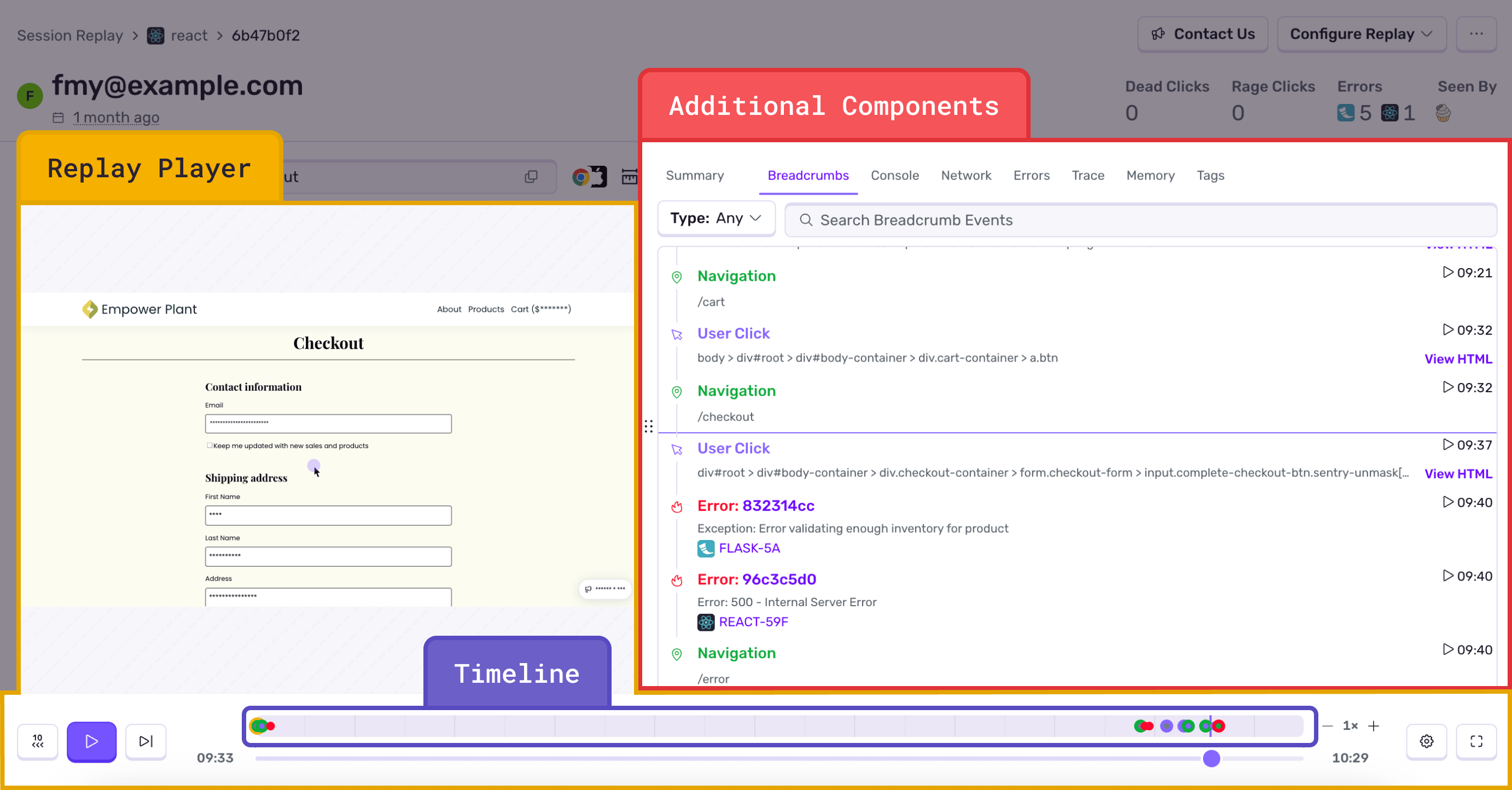 Session Replay details user interface