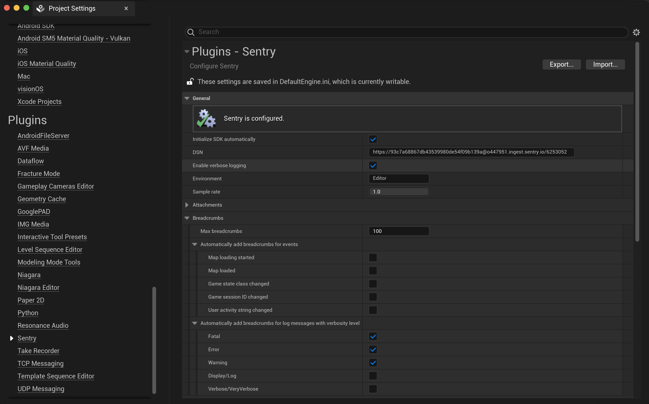 Sentry automatic breadcrumbs