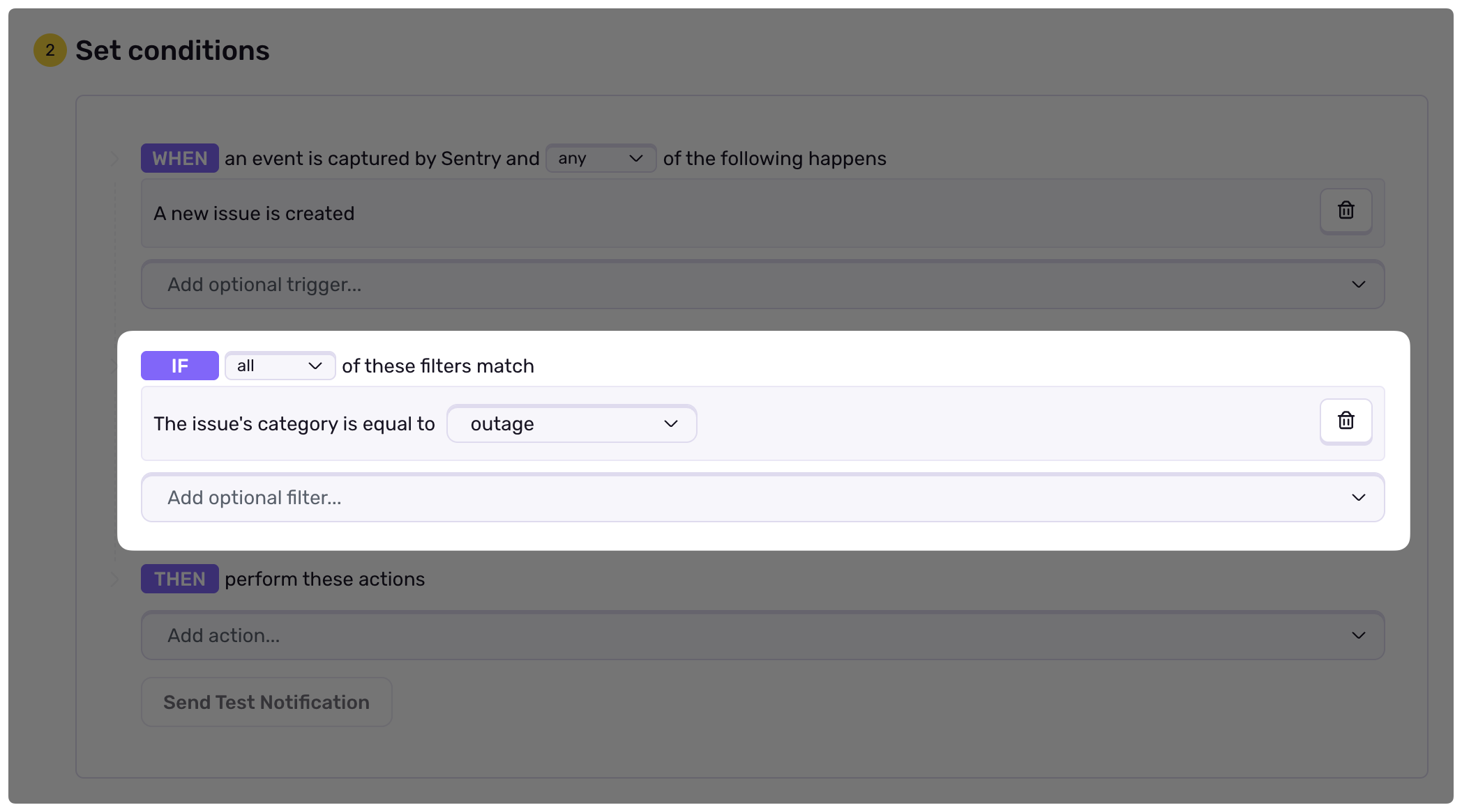 Uptime issue alert rule configuration